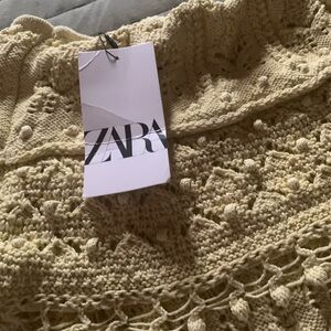 Zara Crochet Crop Top in Beige